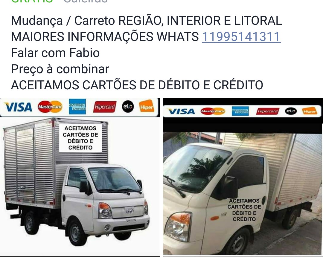 MUDANÇA / CARRETO REGIÃO, INTERIOR E LITORAL